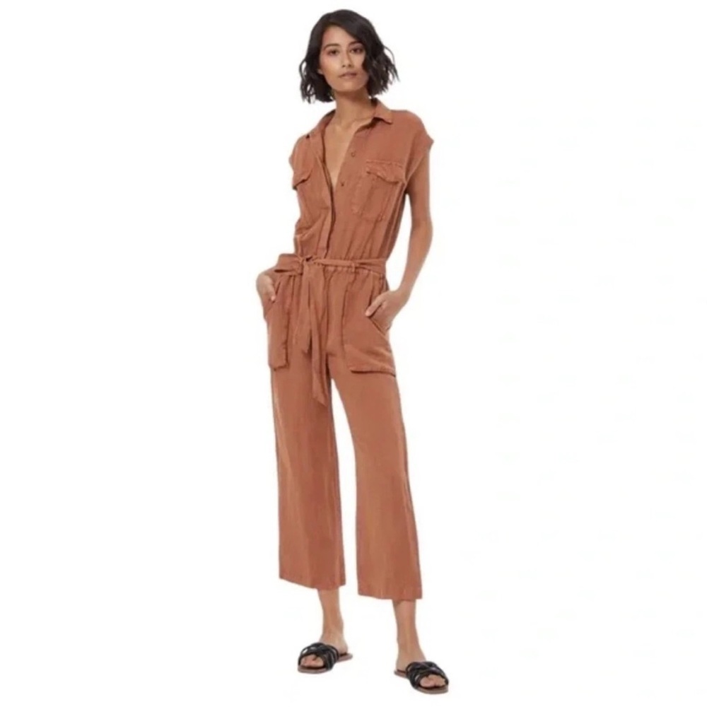 Young Fabulous & Broke Rust Utility Jumpsuit Belted Wide Leg Cropped One Piece